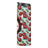 Blauw geruit Plaid Cherry patroon gepersonaliseerd Thermosbeker (Geroteerd rechts)