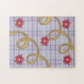 Blauw geruit rode strikPrettig kerstfeest Kerstpuz Legpuzzel (Horizontaal)