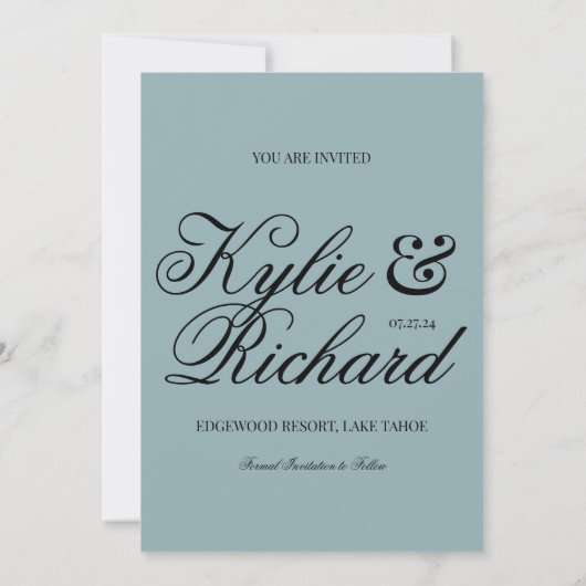 Blauw geruit Save The Date Kaart (Achterkant)