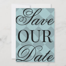 Blauw geruit Save The Date