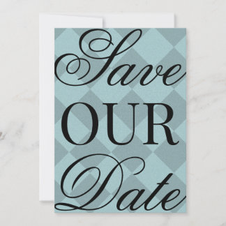 Blauw geruit Save The Date Kaart