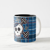 Blauw geruit Schedel & Botten Jongens Beker Koffie Tweekleurige Koffiemok (Voorkant rechts)