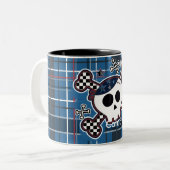 Blauw geruit Schedel & Botten Jongens Beker Koffie Tweekleurige Koffiemok (Voorkant links)