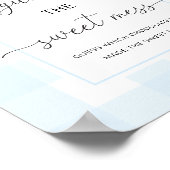 Blauw geruit schommelpaard Raad de zoete puinhoop Poster (Hoek)