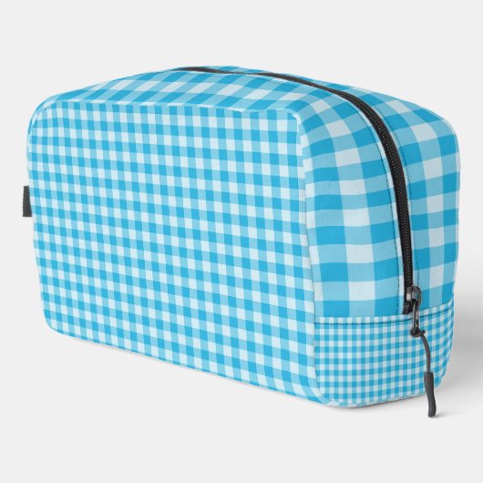 Blauw geruit toilettas toilettasje (Rechterhoek)