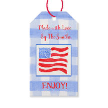 Blauw geruit USA vlag GEMAAT MET LIEFDE rood