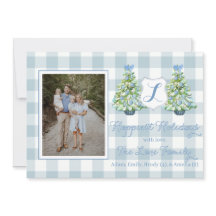 Blauw geruit vakantiegroet kaart