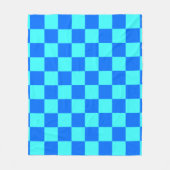 Blauw geruit vierkant patroon  fleece deken (Voorkant)