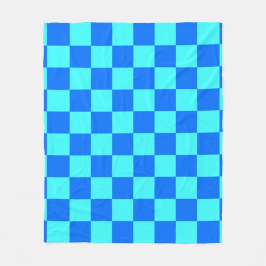 Blauw geruit vierkant patroon fleece deken (Voorkant)