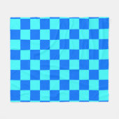 Blauw geruit vierkant patroon fleece deken (Voorkant (Horizontaal))