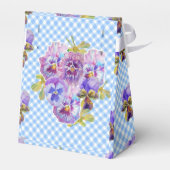 Blauw geruit Viooltje Bloemige Trouwfeest Cake Bedankdoosjes (Achterkant)