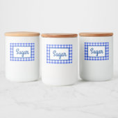 Blauw geruit voedselcontainer etiket (Flessen)
