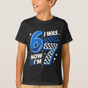 Blauw geruit was 6 7 grappig 67 verjaardag jongens t-shirt
