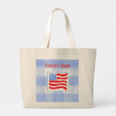 Blauw geruit waterverf VS-vlag Grote Tote Bag (Achterkant)