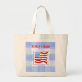 Blauw geruit waterverf VS-vlag Grote Tote Bag (Voorkant)