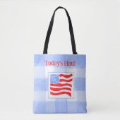 Blauw geruit waterverf VS-vlag Tote Bag (Voorkant)