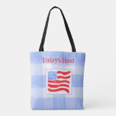 Blauw geruit waterverf VS-vlag Tote Bag (Achterkant)