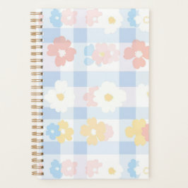 Blauw geruite bloem planner