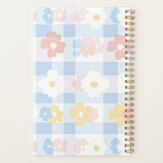 Blauw geruite bloem planner (Achterkant)