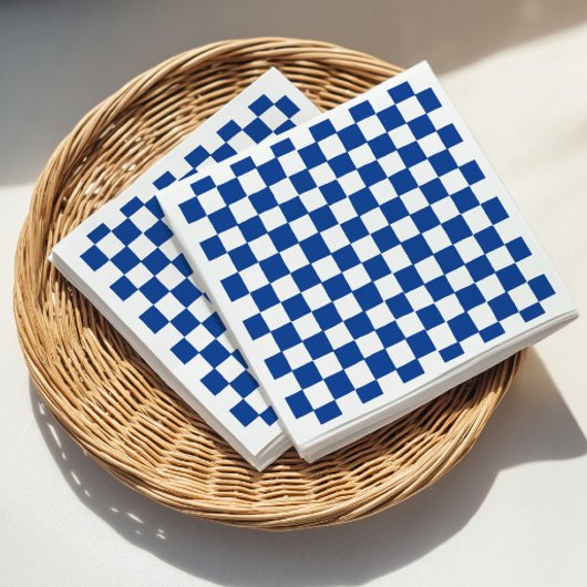 Blauw geruite bruiloftsborrel servet