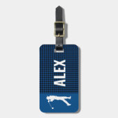 Blauw geruite controle Monogram Golfer Bagagelabel (Voorkant verticaal)