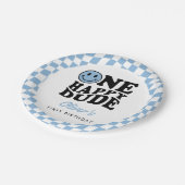 Blauw geruite glimlach Een Gelukkige Gast 1e Verja Papieren Bordje (Gekanteld)