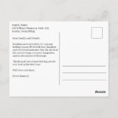 Blauw geruite kerstfoto briefkaart (Achterkant)