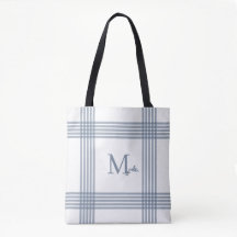Blauw geruite monogram schoudertassen