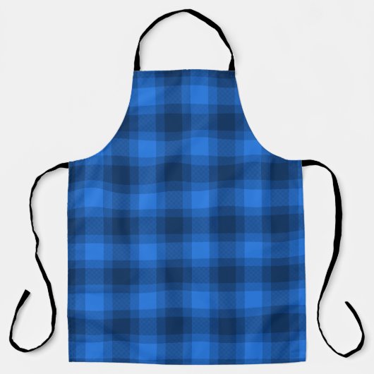 Blauw geruite patroon, buffel. schort (Voorkant)