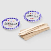 Blauw geruite tafelkleed Zomer Picknick Reunion Handwaaier (Niet-gemonteerd)