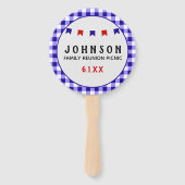 Blauw geruite tafelkleed Zomer Picknick Reunion Handwaaier (Voorkant)