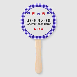 Blauw geruite tafelkleed Zomer Picknick Reunion Handwaaier