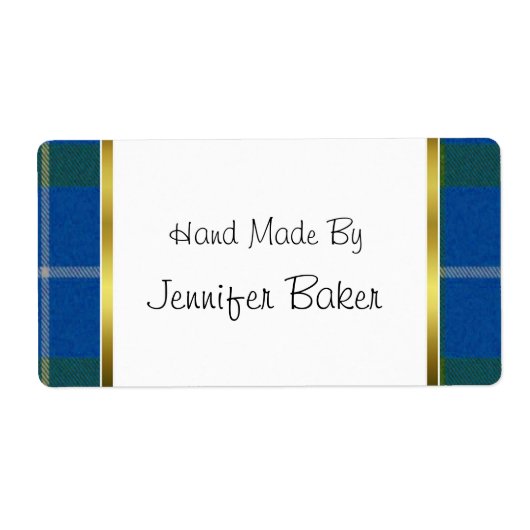Blauw geruite verpakkingsetiketten etiket (Voorkant)