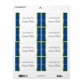 Blauw geruite verpakkingsetiketten etiket (Full Sheet)
