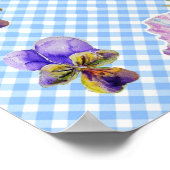 Blauw geruite viooltje bloemen Shabby Chic Poster (Hoek)