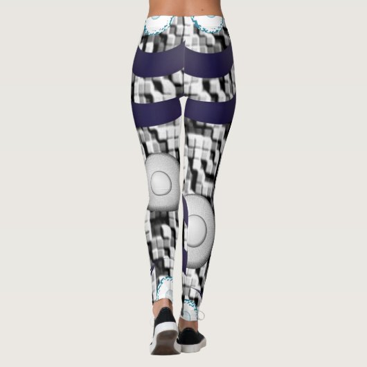 blauw geruite witte legging tiener (Achterkant)