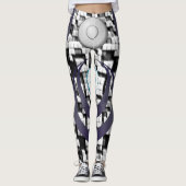 blauw geruite witte legging tiener (Voorkant)