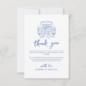 Blauw Geschetst Net Getrouwd Auto Koppels Monogram Bedankkaart (Voorkant)
