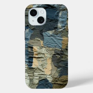 Blauw gescheurd Cargo Camo Patroon Zomer Strand iPhone 15 Case