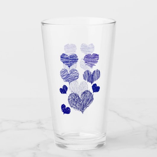 Blauw gescheurd hart glas (Voorkant)