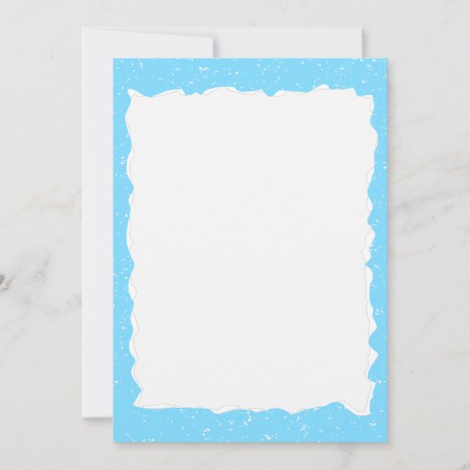  Blauw Gescheurd Papier Custom Border Sjabloon Kaart (Voorkant)