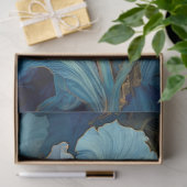 Blauw geschilderd bloemweefselpapier tissuepapier (Geschenk)