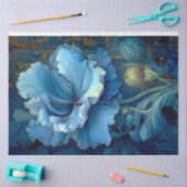 Blauw geschilderd bloemweefselpapier tissuepapier (Craft)