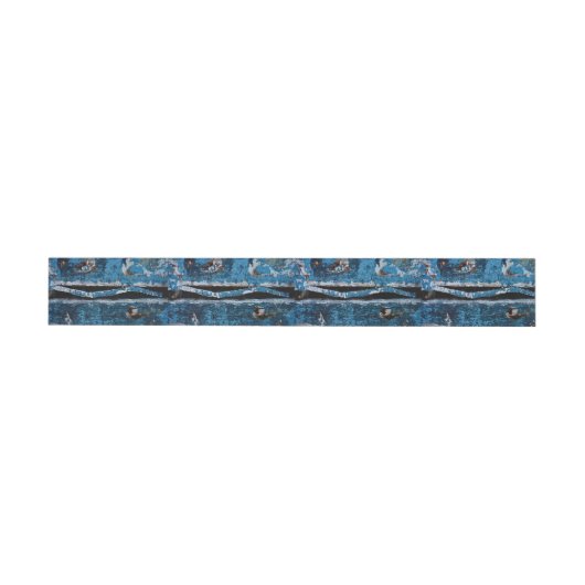 Blauw geschilderd hout adreslabel wikkel (Individueel)
