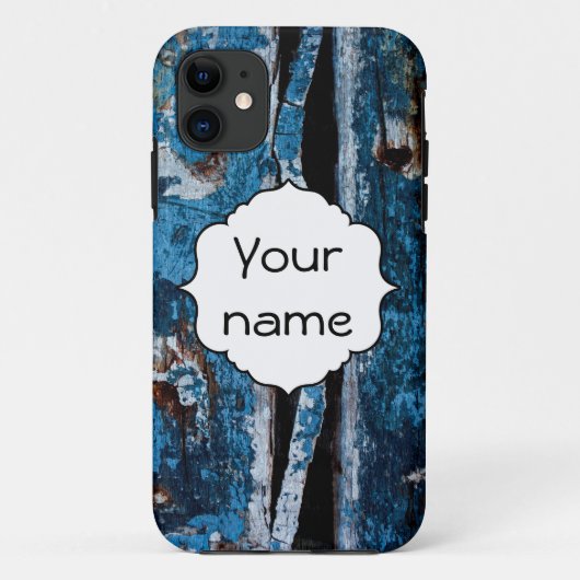 Blauw geschilderd hout Case-Mate iPhone case (Achterkant)
