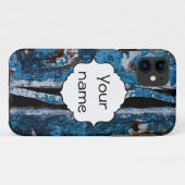 Blauw geschilderd hout Case-Mate iPhone case (Achterkant (horizontaal))