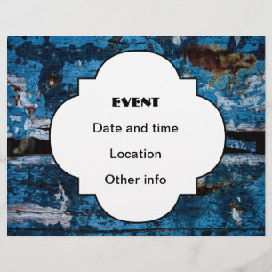 Blauw geschilderd hout flyer