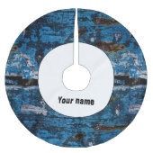 Blauw geschilderd hout kerstboom rok (Voorkant)