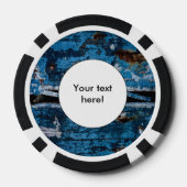 Blauw geschilderd hout poker chips (Achterkant)