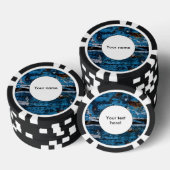 Blauw geschilderd hout poker chips (Opstapeling)